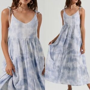 Astr Paradise Tie Dye Tiered Maxi Dress Size Small New